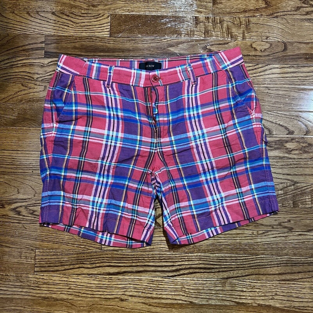 J Crew Shorts Womens 10 Plaid Multicolor Preppy Casual Pockets